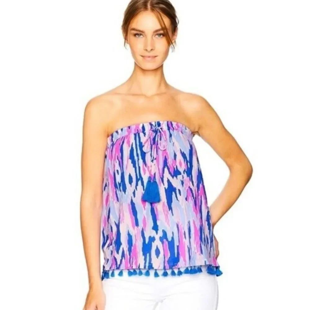 Lilly Pulitzer Palma Amethyst One Too Many Tube Top Shirt Women’s XS